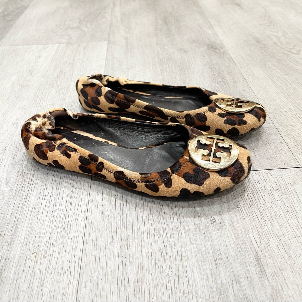 Tory Burch Women's Leopard Print Calf Hair Ballet Flats